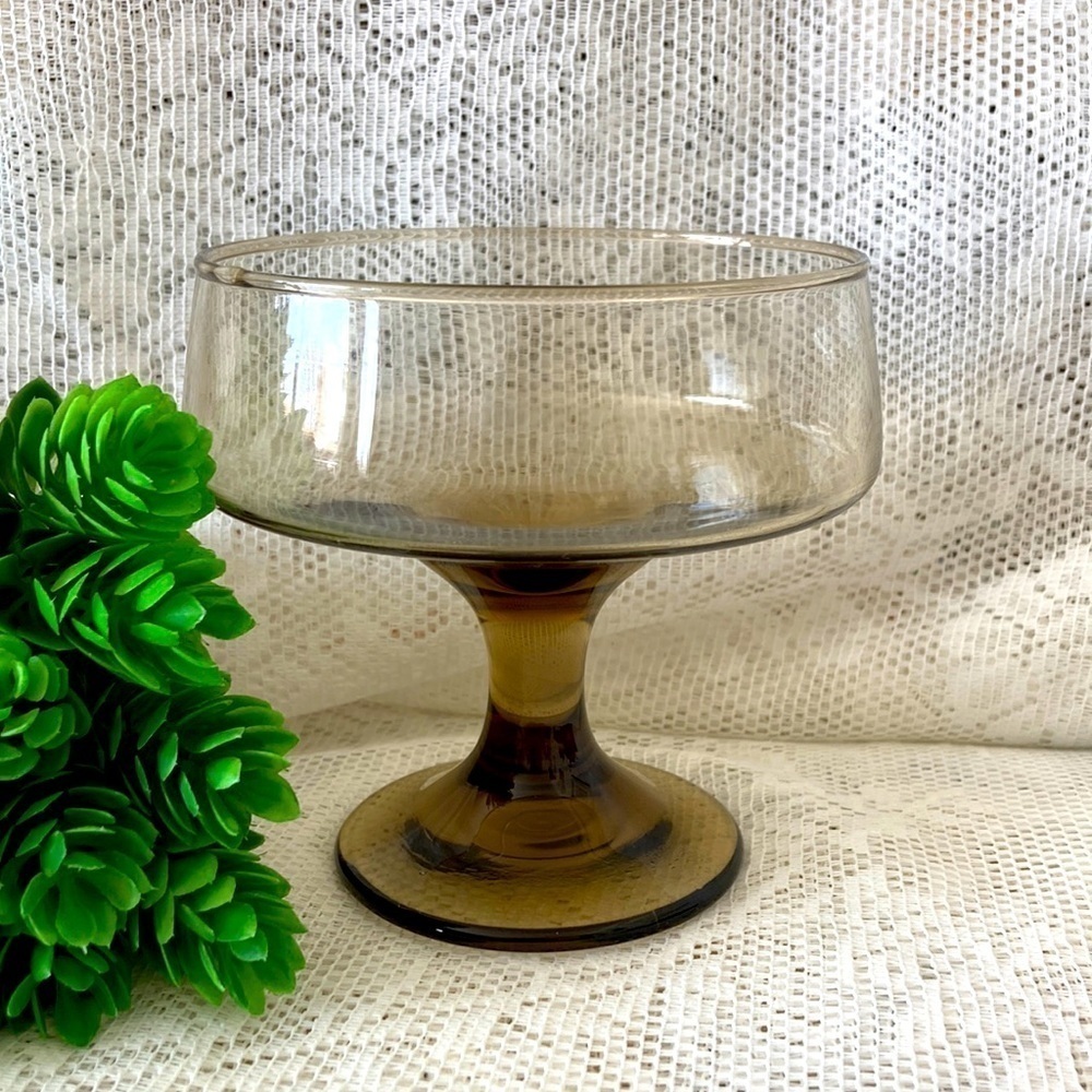 Replacement Vintage Libbey Smokey Brown Champagne, dessert glass